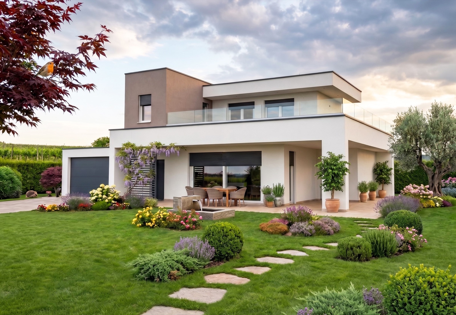 Villa Bellini — il fronte sul giardino di giorno