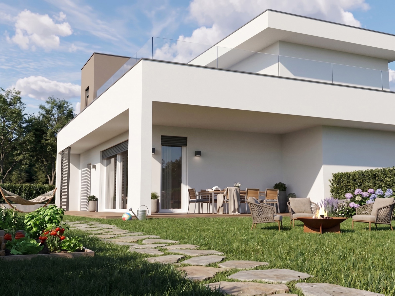 Villa Bellini — il portico e il pranzo all'aperto