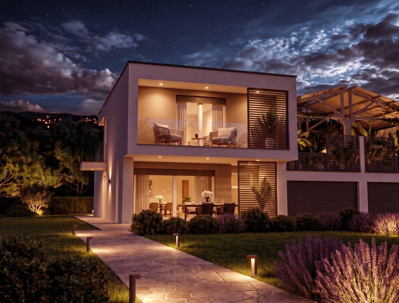 Villa Rossini Lotto B — luci calde al tramonto