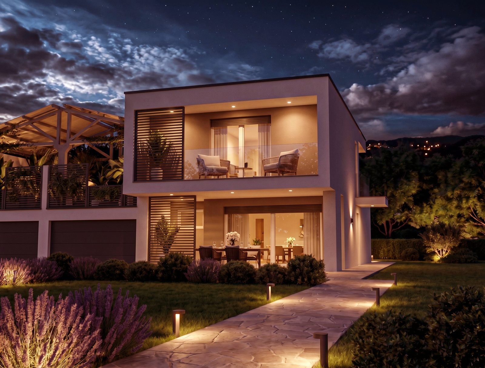 Villa Rossini Lotto C — luci calde al tramonto